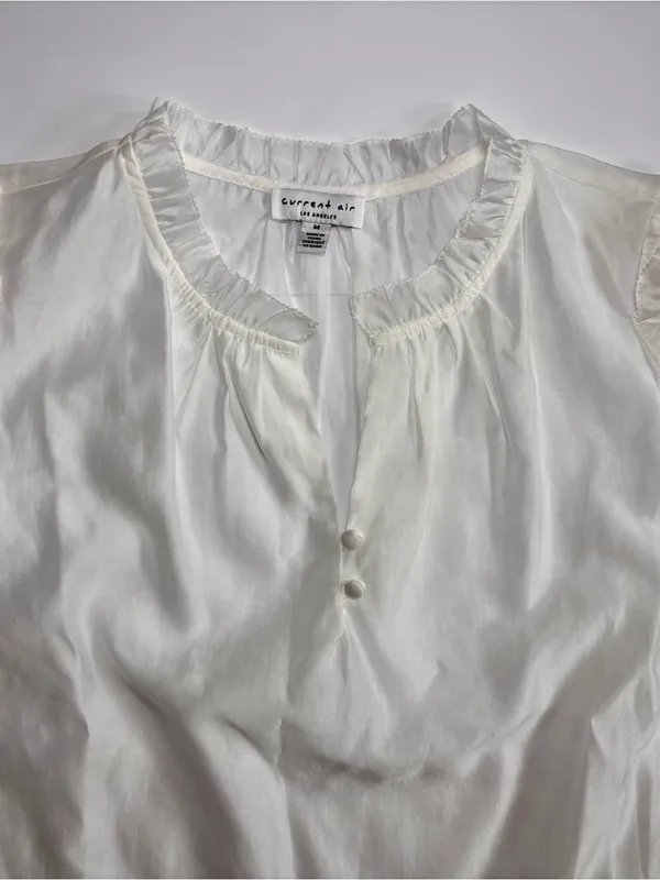 Current Air White Ruffle Flutter Sleeve Blouse Size M - Image 2