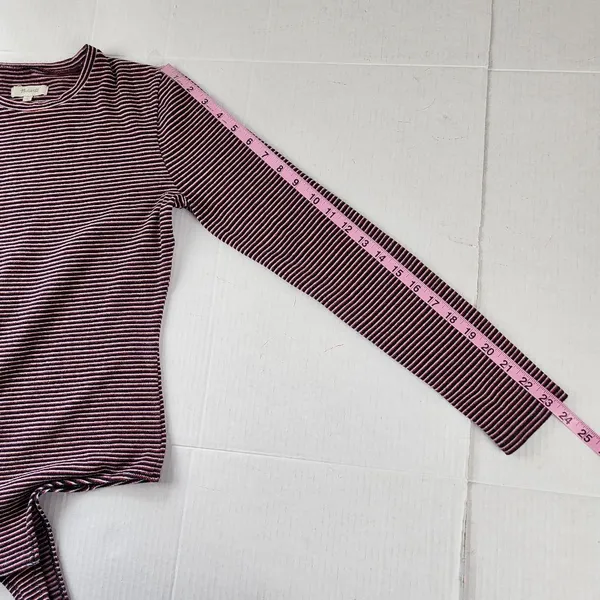 Madewell Long Sleeve Bodysuit Top Crewneck Striped Red Navy White Size M - Image 8