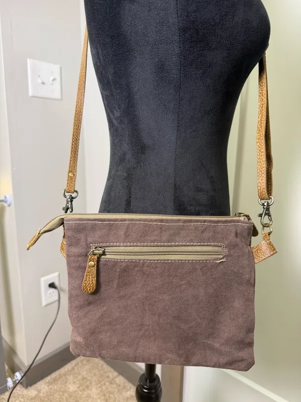 Myra Bag‎ Staggering Canvas & Cowhide Crossbody Bag Adjustable Western Chevron - Image 3