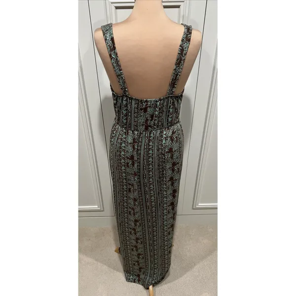 Earthbound Trading Co Sleeveless Maxi Dress Brown Mint Green Boho Hippie Lounge - Image 3
