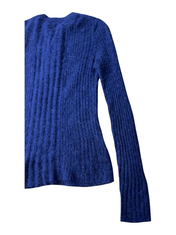 Madewell Blue Ribbed Henley Sweater Size S Alpaca Blend CKP492741785 Long Sleeve - Image 7