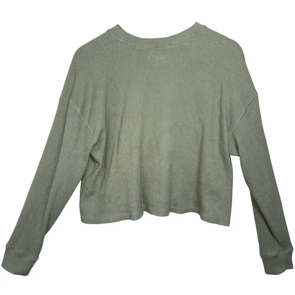 Abercrombie & Fitch Soft AF Cozy Green Knit Crop Long Sleeve Sweatshirt Size M - Image 2