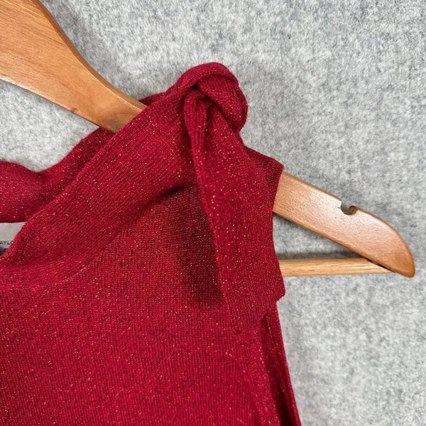 NWT Ann Taylor Loft‎ Womens Sweater Tank Top Red Small Tie Wool Sleeveless Y2K - Image 6