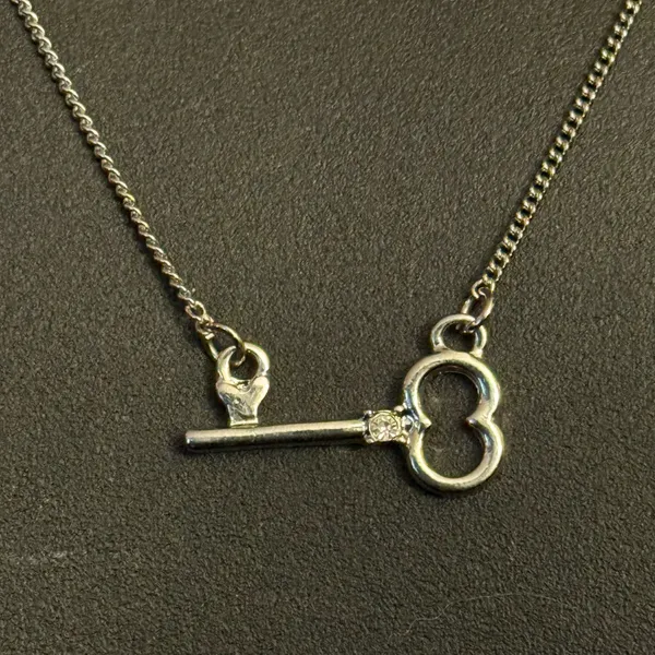 Silver tone dainty skeleton key necklace - Image 4