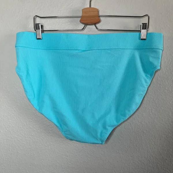 Cyn & Luca Womens 2-Piece Blue Ribbed Bikini Set Medium Coverage Size 2X - Image 9