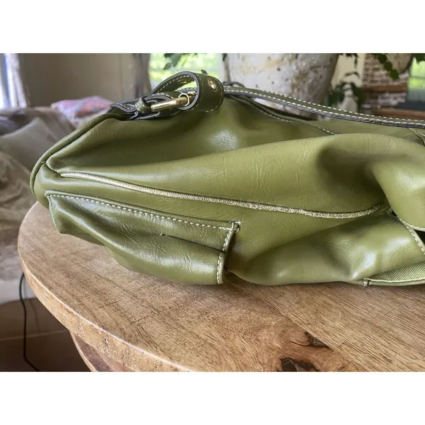 Backpack Mini Women’s Green Simulated Leather Gold Fittings Great Condition - Image 7