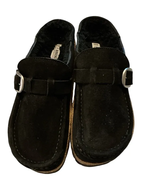 NWOT Birkenstock Buckley Black Suede Shearling Clogs Mules Moccasins Size 39 US 8-8.5 Narrow - Image 2