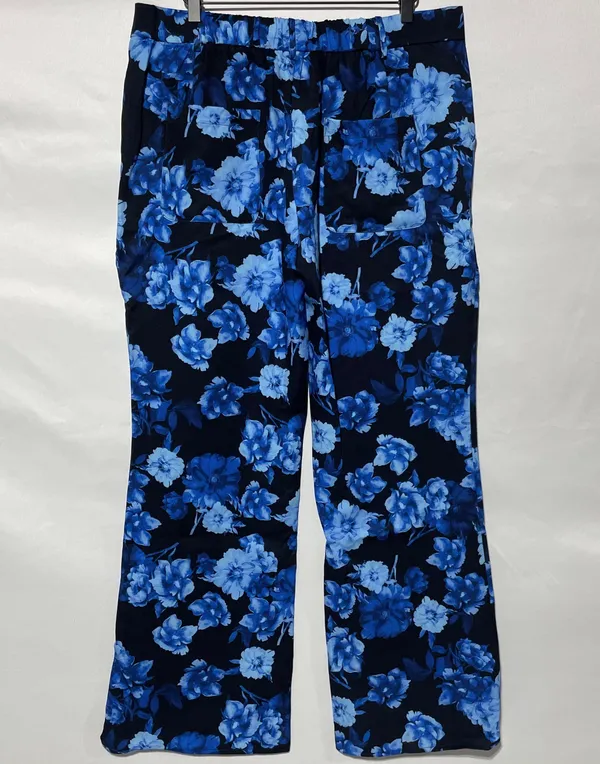 Area stars New Floral Print Work Pants Trousers Hannah Black Blue Size XL - Image 7