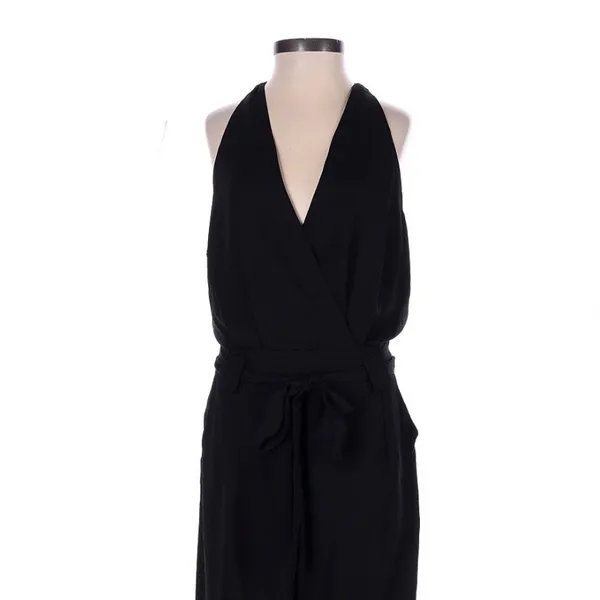 Lulus In the City Black Surplice Sleeveless Jumpsuit Small Minimalist - Image 3
