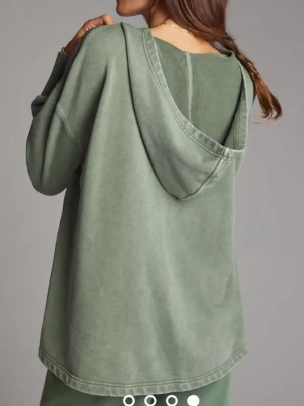 Daily Practice by Anthropologie Twist-Collar Hoodie in Sage Green W2487 Sz XS - Image 2