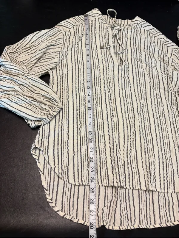 Free People Bishop Sleeves Striped Tunic Blouse Women's Size XS - Image 11