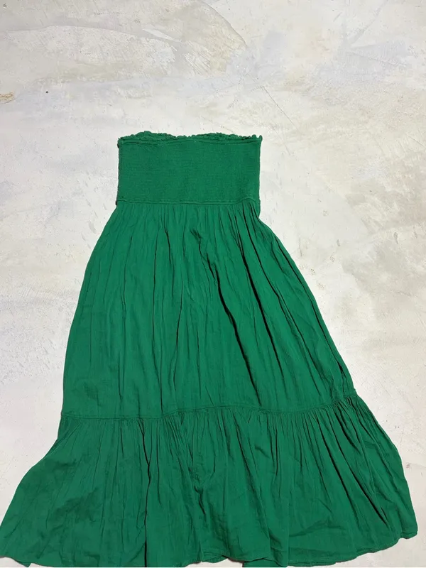 Aerie Green Strapless smocked sun dress large - Image 7