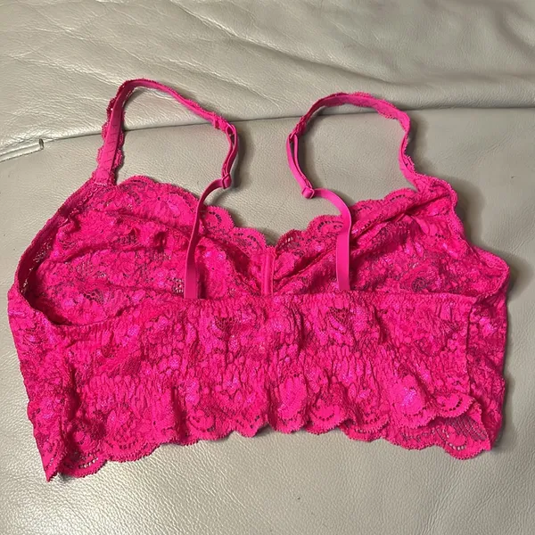 Cosabella Never Say Never Hot Pink Lace Unpadded Bralette Size L - Image 4