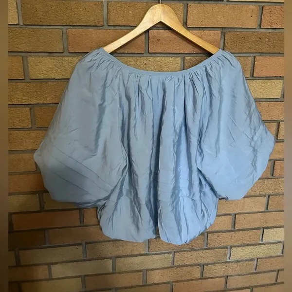 Maeve Anthropologie Short Sleeve Bubble Tiered Top Sky Blue Women’s Size Medium - Image 7