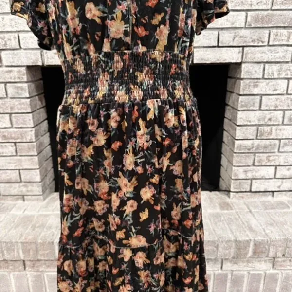NWT Natural Life Bella Velvet Floral Maxi Dress Tiered Boho‎ Size Medium NEW - Image 11
