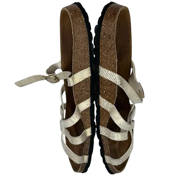 Betula Birkenstock Ivory & Gold Faux Leather Strappy Sandals Size 38‎ - L7 - Image 5
