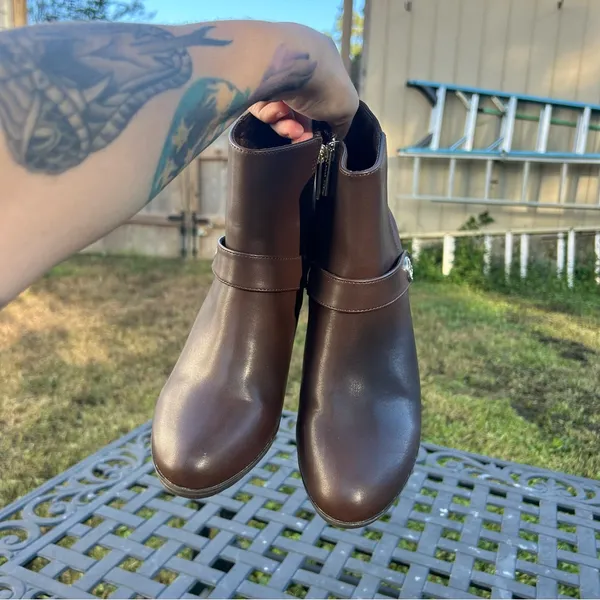 AK BY ANNE KLEIN WOMEN'S RIVE brown boots fall‎ winter size 8.5 zipper casual - Image 6