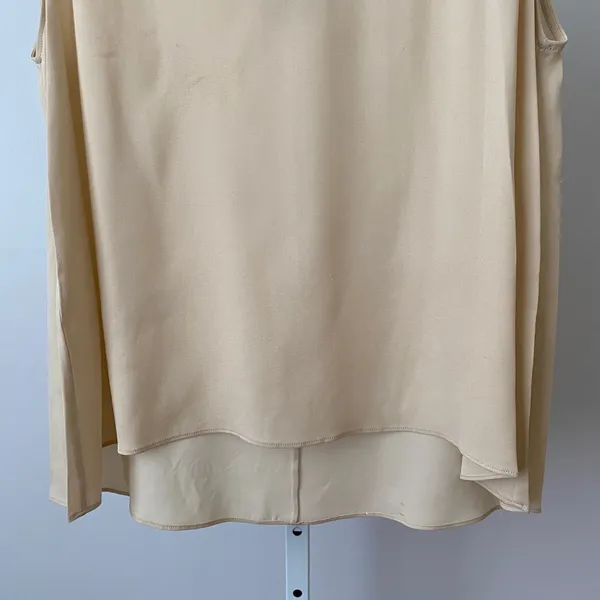Alice‎ + Olivia M Goth Moody Feminine Whimsigoth Beige Silk Top Leather Blouse - Image 3