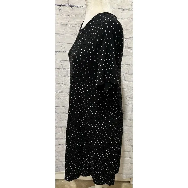 Ann Taylor Loft Navy Blue And White Polka Dot Dress Rayon Blend Size Medium - Image 3
