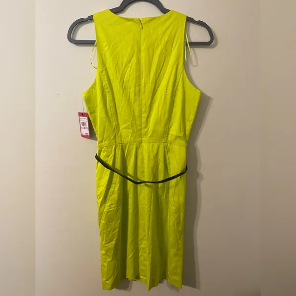 New NWT Vince Camuto Yellow Sulphur‎ Springs Belted A-Line Midi Dress Size 6 - Image 2
