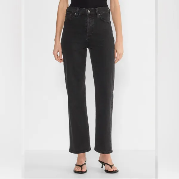 Denim Forum The Arlo High Rise Straight Jean in Black‎ Size 26 x 26 L - Image 2