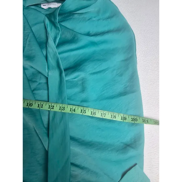 ASOS DESIGN Womens One Shoulder Drape Wrap Maxi‎ Dress Turquoise Blue Size 6 - Image 13