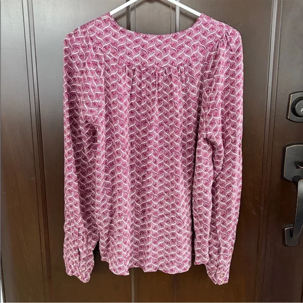 Like New Anthropologie Maeve Orli Bibbed Button Down Top Large - Image 7