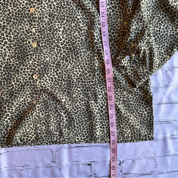 VINTAGE Y2K Leopard Print Silky Blouse Impressions XL - Image 9