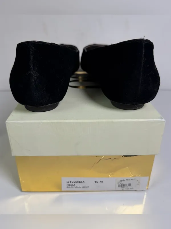 Daniblack Rexa Black Python Velvet Pointed Toe Ballet Flats Women Sz 10 - Image 4