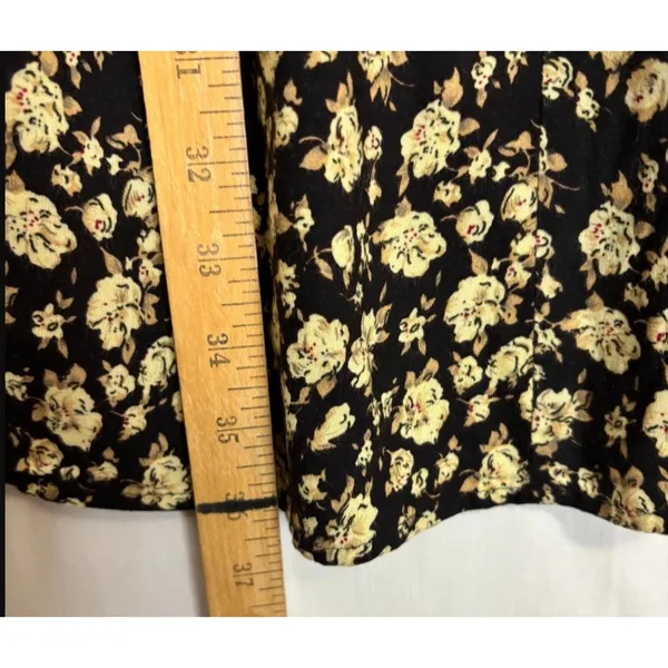 B. Moss Maxi Skirt Brown Floral Button Front Vtg 90s Rayon USA Cottage Juniors 3 - Image 4