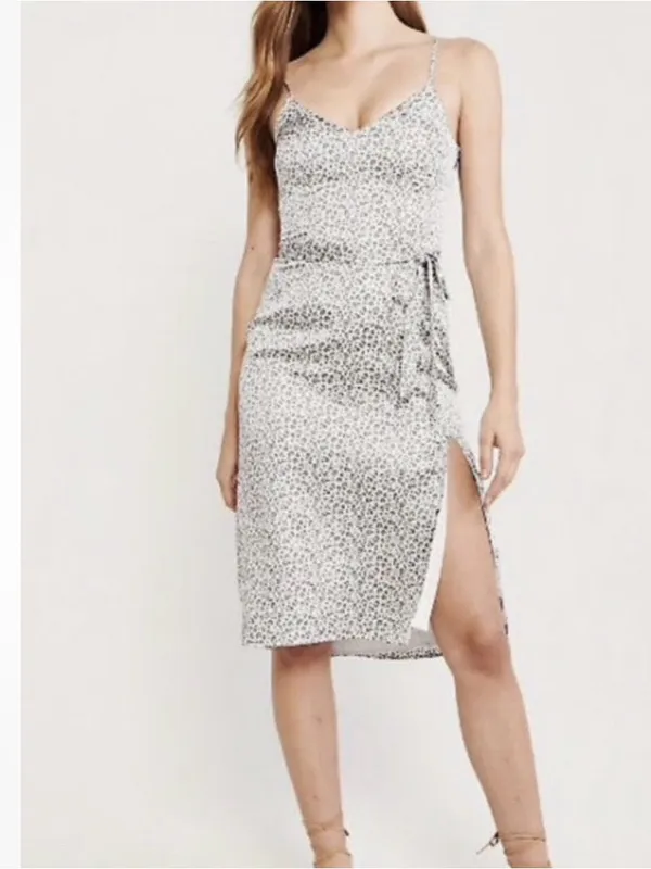 Abercrombie & Fitch White Leopard Print Slip Midi Dress - Image 9