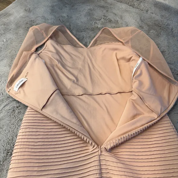 Calvin Klein‎ Womens Pink Ribbed Mesh V-Neck Cocktail Bandage Dress Size 2 - Image 9