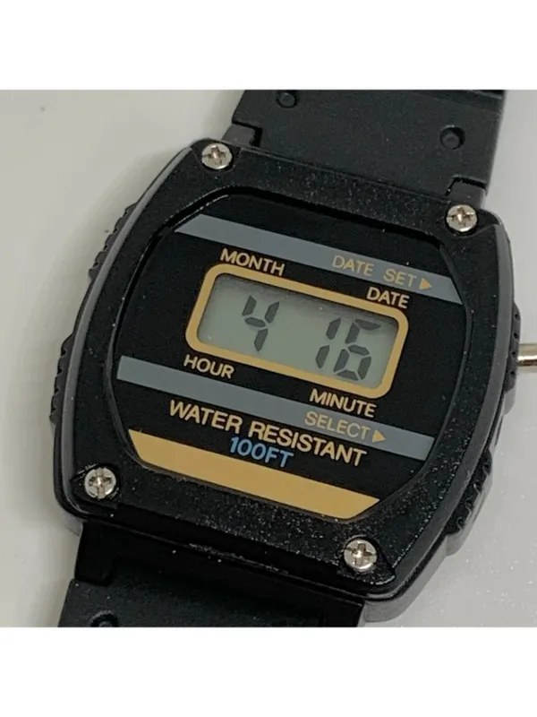 Vintage digital women’s watch black tone 27mm quartz black plastic band running - Image 2