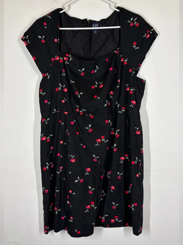 Gap Linen Blend Cherry Mini Dress Size XL - Image 2