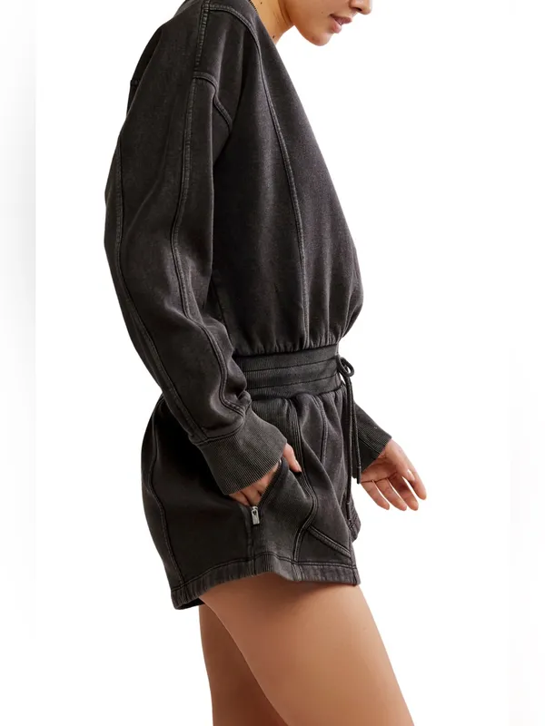 Free People Intercept Romper Black - Image 5