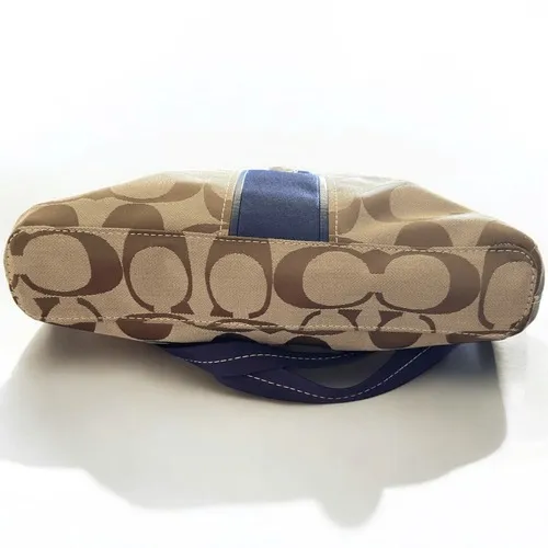 COACH Crossbody‎ Signature Foldover - Khaki/Navy F23304 Jacquard Tote - Image 7