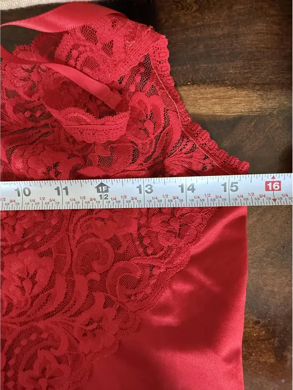 Red Lace Trim Slip Dress - Image 7