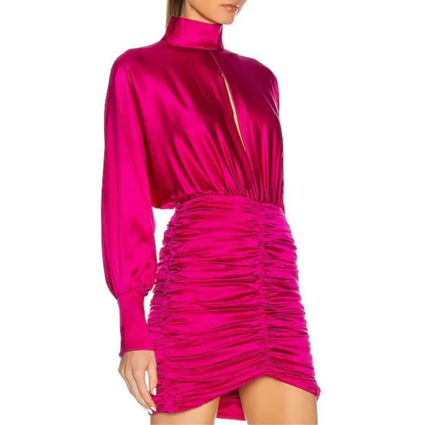 Retrofête Silk Barbara Mini Dress in Orchid Pink size XS NEW $695 - Image 4