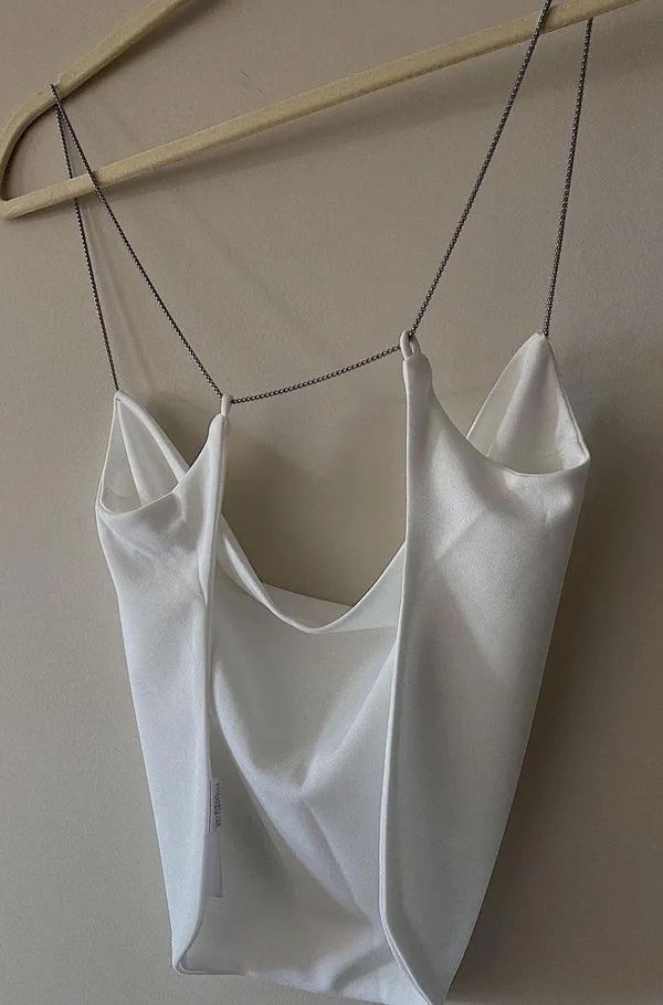 White Draped Open Back Chain Top - Image 4