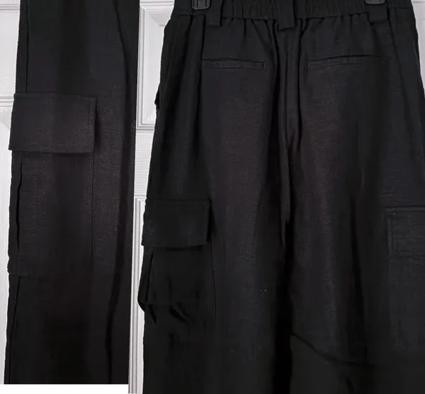 House of Harlow black linen cargo pants - Image 7