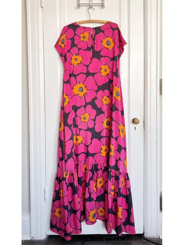 Free People • Blossom Maxi Dress black floral silk pink orange flowy Night Combo - Image 9