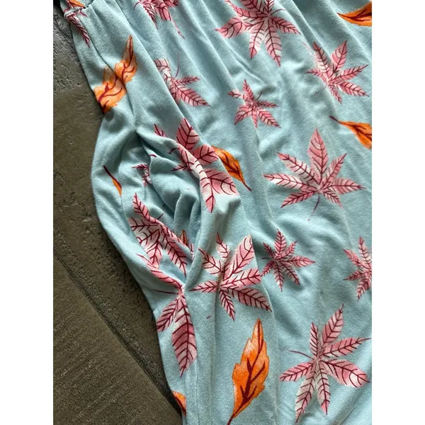 Longyuan Women's Light Blue Leaves Pockets Short Sleeve Dress Size XL‎ - Image 5