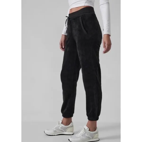 Athleta Double Cozy Karma Jogger Black Plush Fleece Sweatpants Womens Medium - Image 2