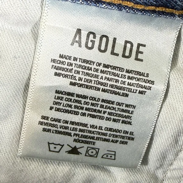 AGOLDE Parker High Rise Cut Off Organic Cotton Denim Shorts Blue 26 A026C-1141 - Image 7