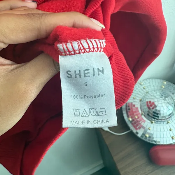 SHEIN Red Boston Graphic Crew Neck Sweatshirt Collegiate Fleece Pullover Small - Image 6