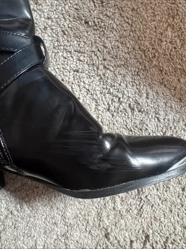 Women's Black Buckle Strap Ankle Booties size 6 - Image 6