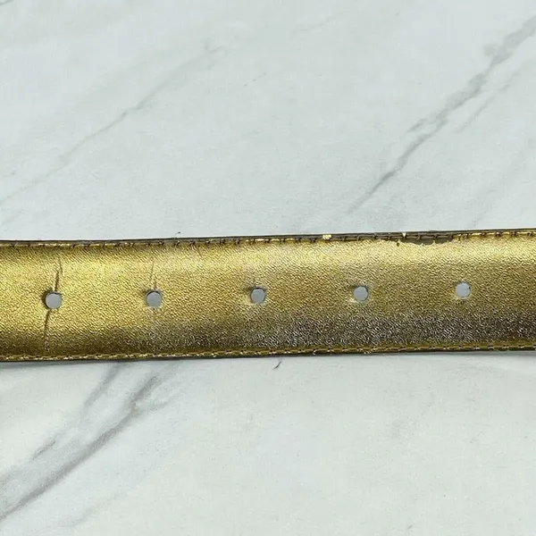 Vintage Ritz Bronze Faux Leather Belt Gold Hardware Small (S) ✨ - Image 8