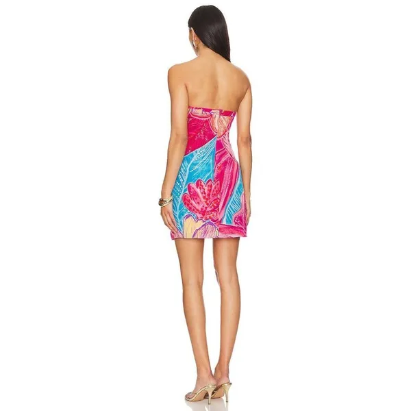 Rococo Sand Mini Dress in Pink XSmall New Womens Strapless Tropical - Image 2