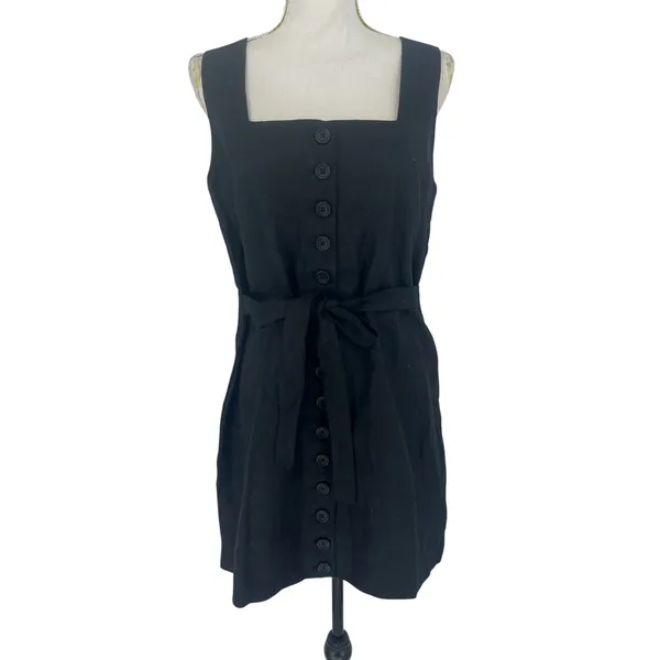 Faithfull The Brand Marinia Linen Mini Dress Black NWT Size‎ Large - Image 5