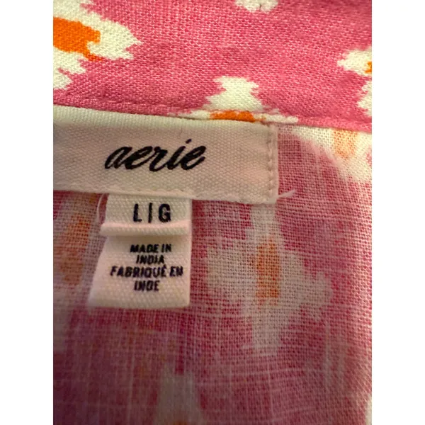 Aerie Pink Geometric Print Ruffle Wrap‎ Mini Skirt L boho y2k Flowy fairy linen - Image 5